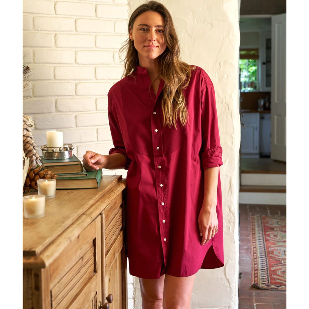 Frank & Eileen Deep Red Button-Up Shirt Dress